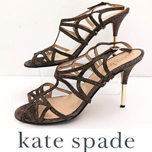 Kate Spade New York Issa Metallic Strappy Heeled Dress Sandal Sz 8 Made in Italy